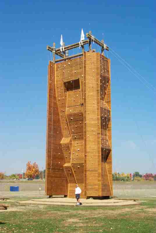 Natural deck stain on climbing tower